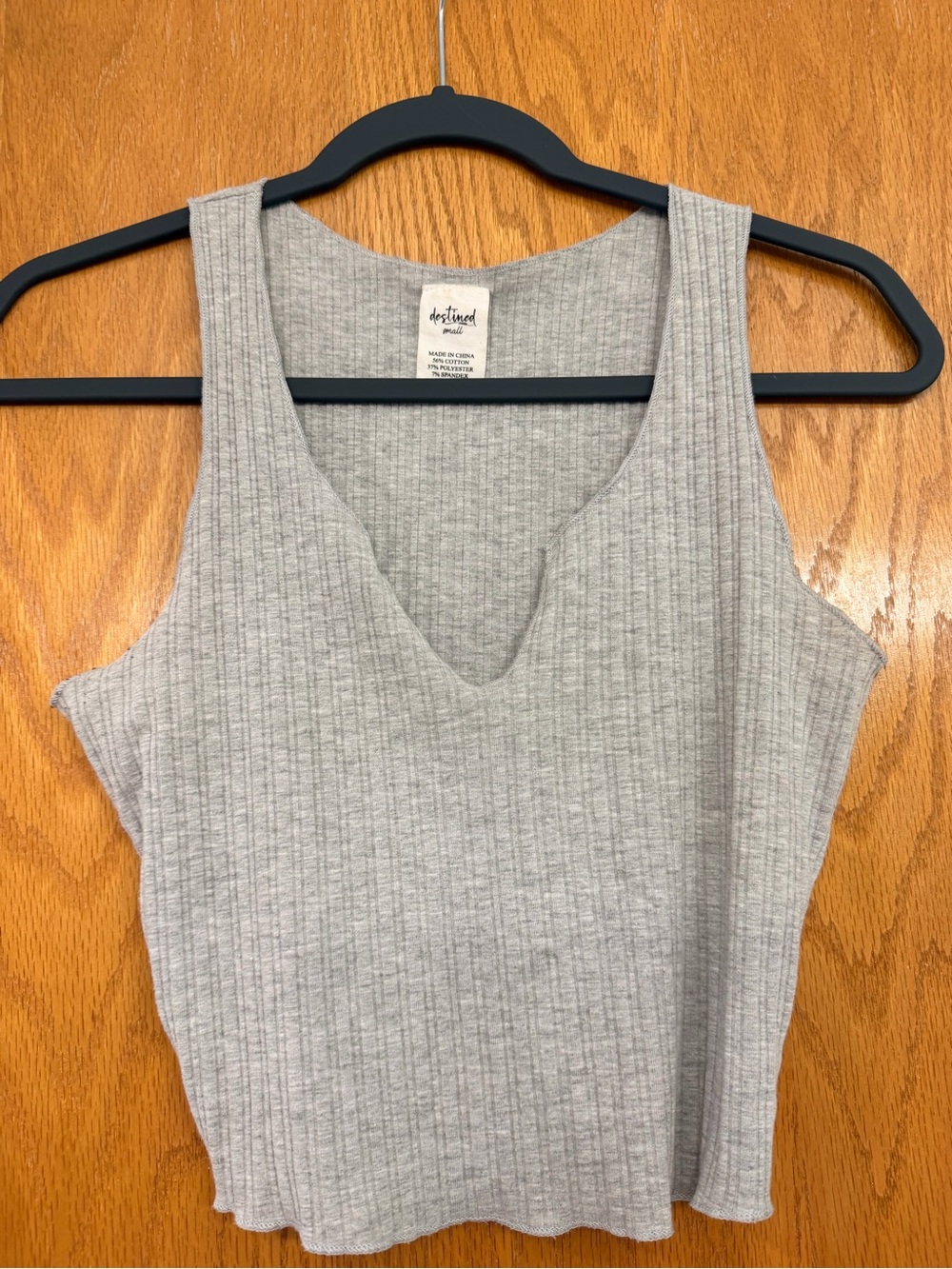 Tilly's Ribbed V-Neck Tank - Light Gray